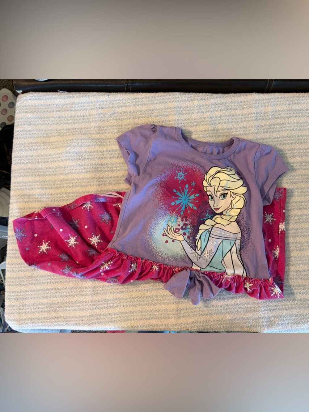Disney Purple & Pink Elsa Short Sleeve Graphic Dress